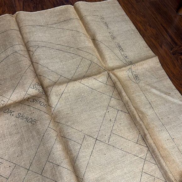 Vintage Geometric Stamped Burlap for Rug Making #1995 Size 36x60 - Picture 6 of 13
